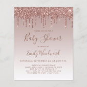 Budget Rose Gold Glitter Baby Shower Invitation (Front)