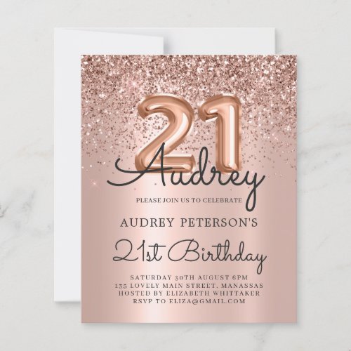 Budget Rose Gold Glitter Balloon 21st Birthday