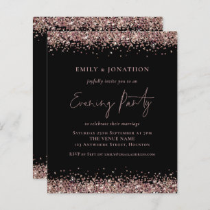 BUDGET Rose Gold Glitter Black Evening Invite