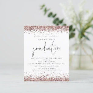 Budget Rose Gold Glitter Borders 2024 Grad Invite