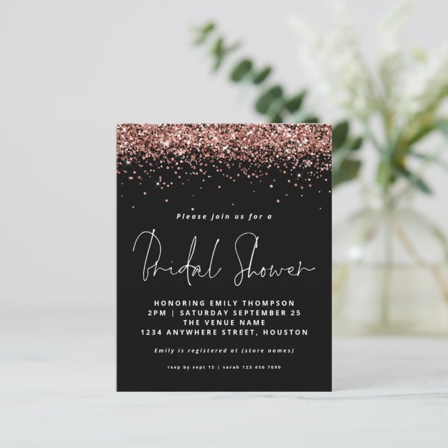 Budget Rose Gold Glitter Bridal Shower Black (Standing Front)