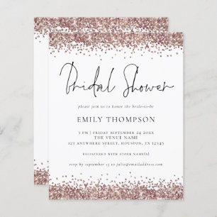 Budget Rose Gold Glitter Bridal Shower Invitation