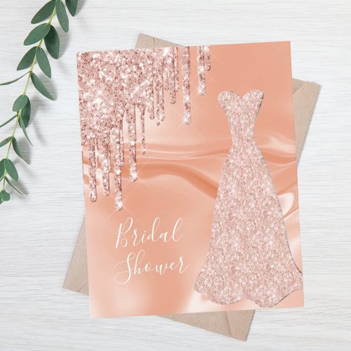 BUDGET rose gold glitter bridal shower invitation