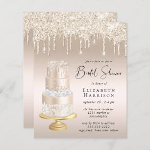 Budget Rose Gold Glitter Bridal Shower Invitation