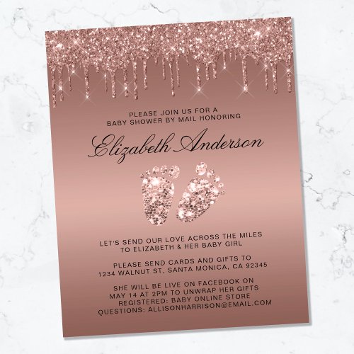 Budget Rose Gold Glitter Drips Baby Shower By Mail