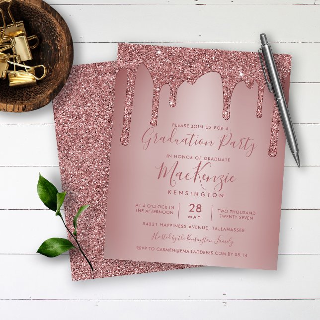 BUDGET Rose Gold Glitter Drips Graduation Party (Creator Uploaded)