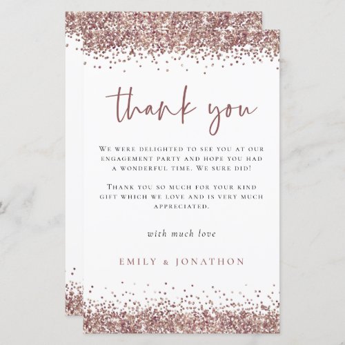 Budget Rose Gold Glitter Engagement Party Thanks