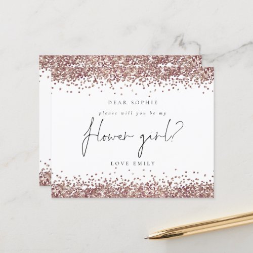 Budget Rose Gold Glitter Flower Girl Request