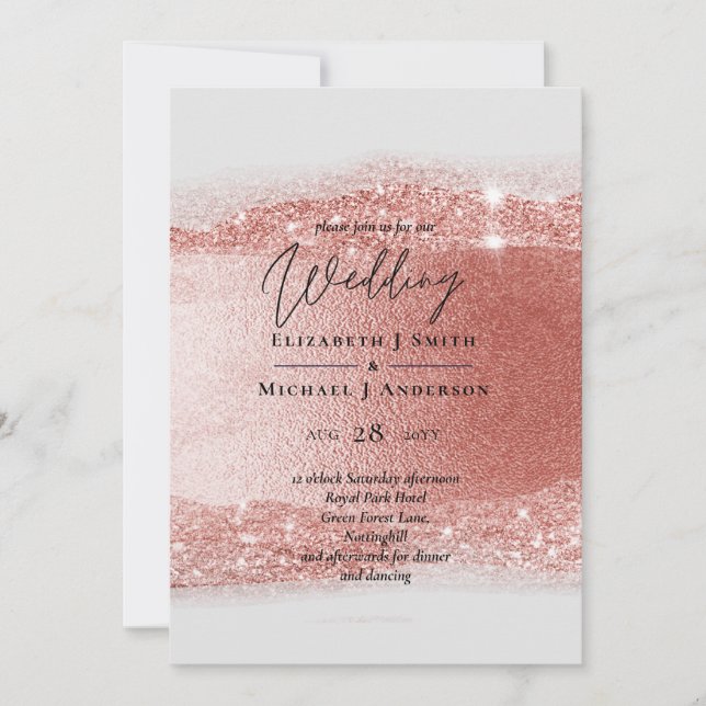 Budget Rose gold Glitter Foil Look Wedding (Front)