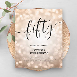 BUDGET Rose Gold Glitter Lights 50th Birthday