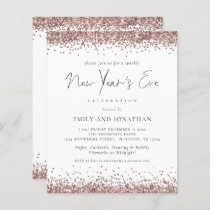 Budget Rose Gold Glitter New Years Eve Party Invit