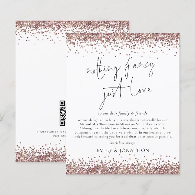 Budget Rose Gold Glitter Nothing Fancy Elopement (Front/Back)