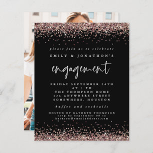 Budget Rose Gold Glitter Photo Engagement Black
