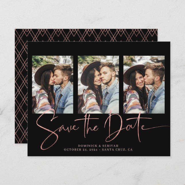 BUDGET Rose Gold Handwritten Save the Date (Front/Back)