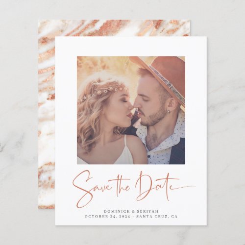 Budget Rose Gold Marble Wedding Save the Date