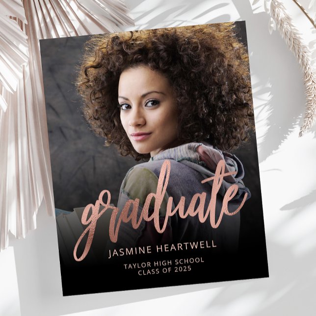 Budget Rose Gold Photo Graduation Announcement (Creator Uploaded)