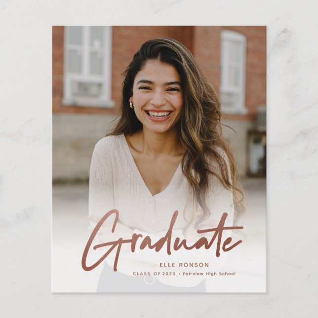 Budget Rose Gold Photo Graduation Party Invitation (Front)