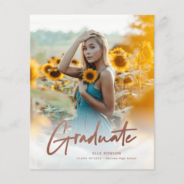 Budget Rose Gold Photo Graduation Party Invitation (Front)