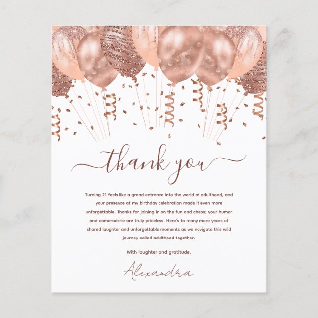 Budget Rose Gold Pink Balloons 21st Birthday Party (Front)