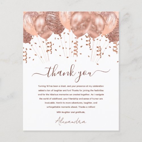 Budget Rose Gold Pink Birthday Thank You Cards Flyer
