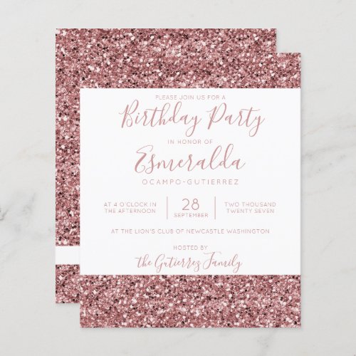 BUDGET Rose Gold Pink Glitter Birthday