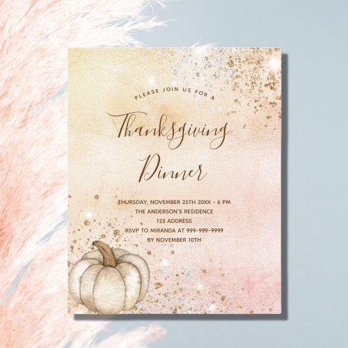 Budget Rose gold pumpkin Thanksgiving Dinner