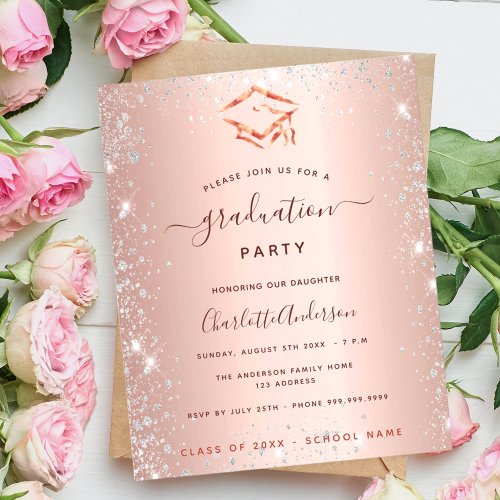 Budget rose gold silver graduation party 2024