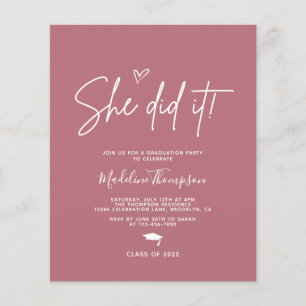 Budget Rose Pink Heart She did it Graduation