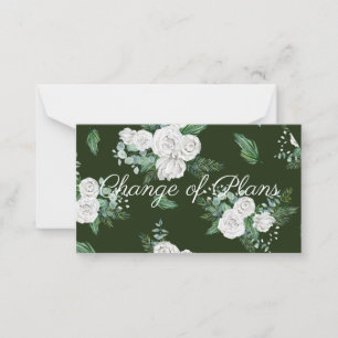 Budget, roses on green background Change of Plans Note Card
