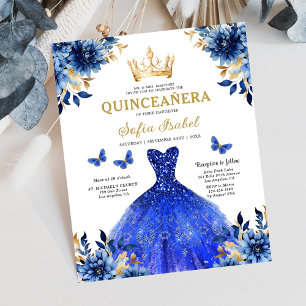 Budget Royal Blue Bilingual Spanish Quinceanera