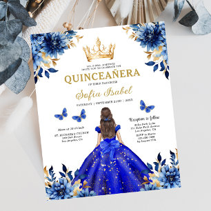 Budget Royal Blue Bilingual Spanish Quinceanera Flyer