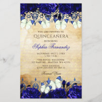 Budget Royal Blue Butterfly Quinceañera Invitation