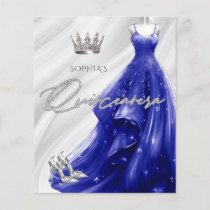 Budget Royal Blue Dress Quinceañera Invitation