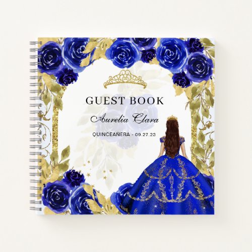 Budget Royal Blue Floral Quinceaera Guest Book