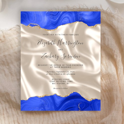 Budget Royal Blue Gold Agate Ivory Silk Wedding