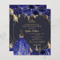 Budget Royal Blue Princess Quinceañera Invitation