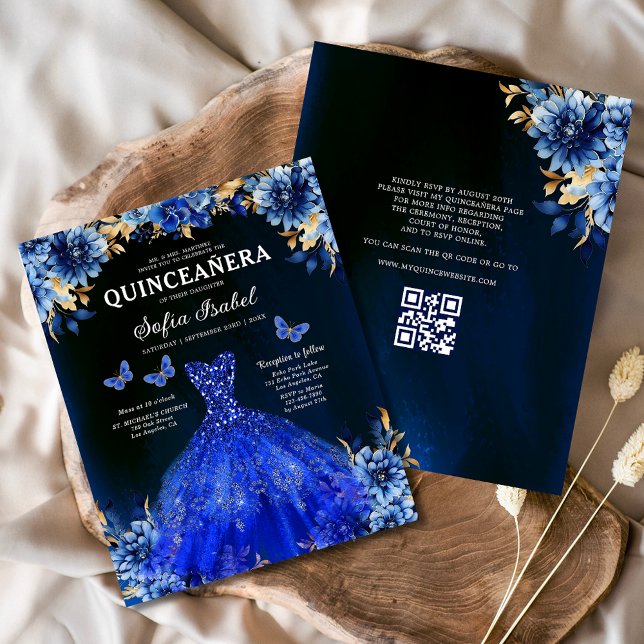 Budget Royal Blue QR Code Princess Quinceanera (Creator Uploaded)
