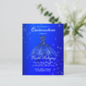 Budget Royal Blue Quinceanera Invitation (Standing Front)