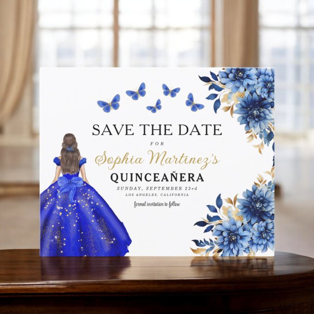 Budget Royal Blue Save the Date Quinceanera (Creator Uploaded)