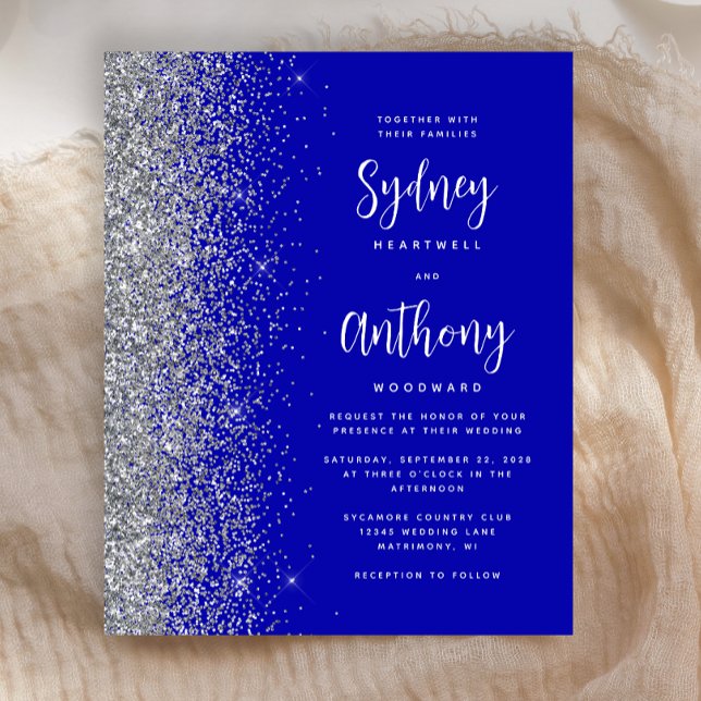Budget Royal Blue Silver Calligraphy Wedding (Creator Uploaded)