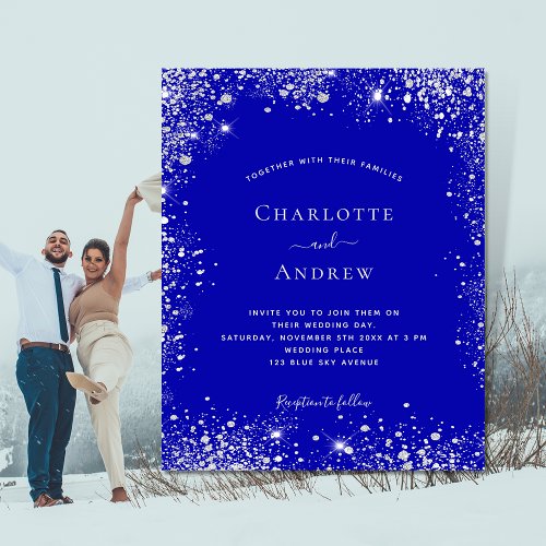 Budget royal blue silver glitter dust wedding