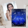 Budget Royal Blue Silver Gown Photo Quince Invite