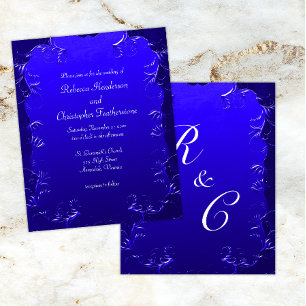 Budget Royal Blue Vintage Flourishes Wedding Flyer
