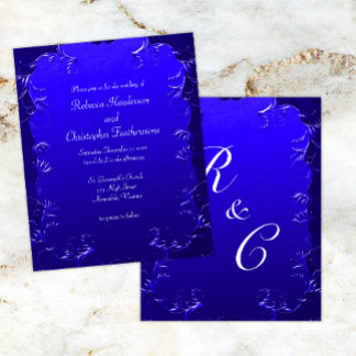 Budget Royal Blue Vintage Flourishes Wedding Flyer