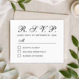 Budget RSVP Black and White Wedding Response Card