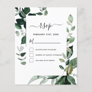 Budget RSVP Botanical Greenery Foliage Wedding Flyer