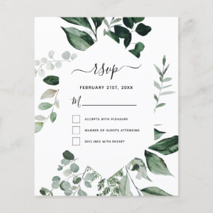 Budget RSVP Botanical Greenery Foliage Wedding Flyer