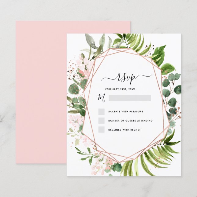 Budget RSVP Eucalyptus Greenery Geometric Elegant (Front/Back)