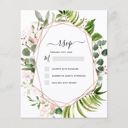 Budget RSVP Eucalyptus Greenery Geometric Elegant Flyer