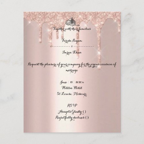 Budget RSVP muslim wedding flier rose gold flyer